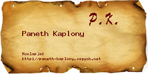 Paneth Kaplony névjegykártya